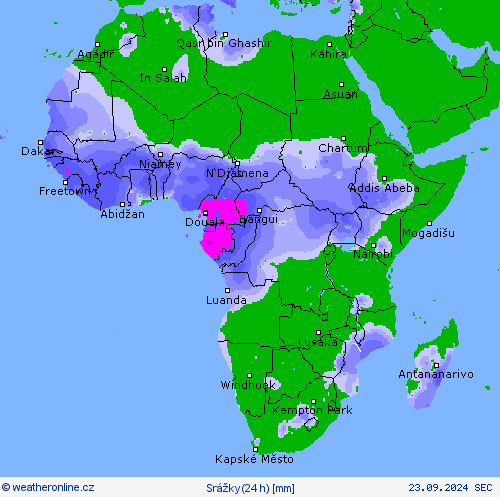 Srážky(24 h) Předpovědní mapy
