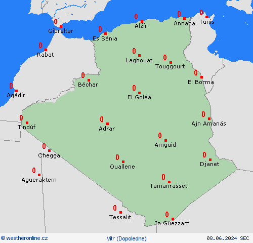 vítr Alžírsko Afrika Předpovědní mapy