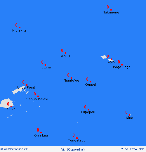 vítr Wallis a Futuna Oceánie Předpovědní mapy